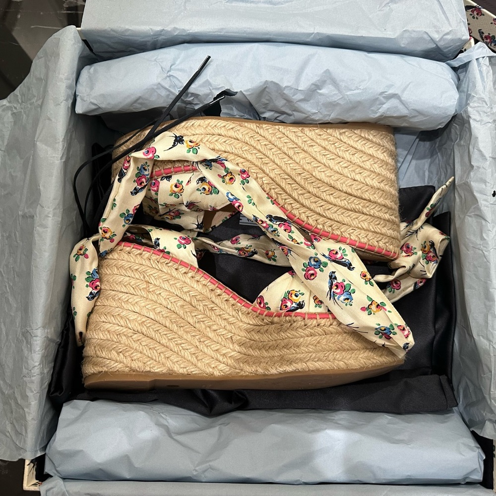 Prada espadrilles with scarf tie.
